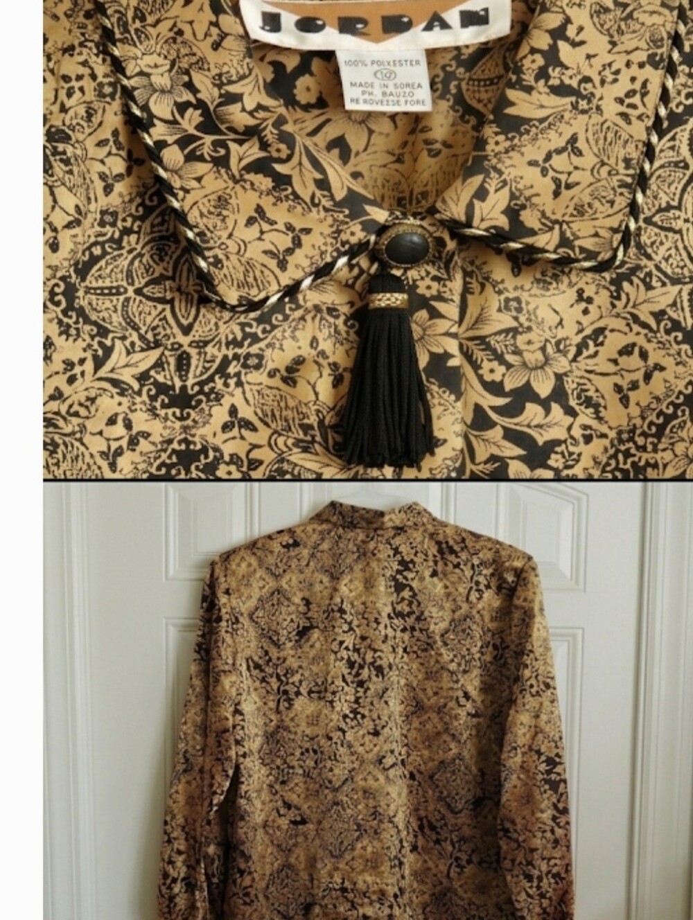 JORDAN vintage 90s blouse 12 black gold
